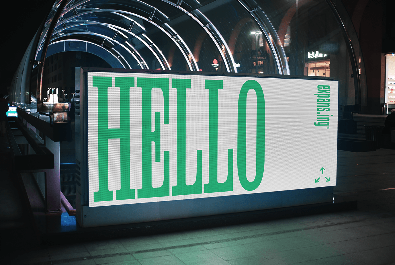 banner de metrô da expans.ing escrito hello