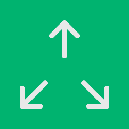 setas triplas de mover brancas no fundo verde